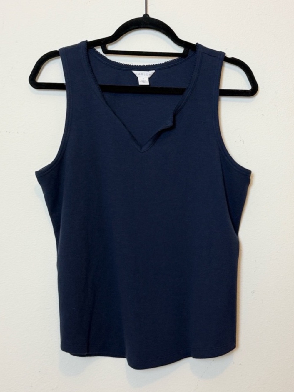 Caslon Navy Sleeveless Notch-Neck Tank